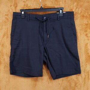 HUGO BOSS Shorts Mens Size 30 Navy Blue Linen Blend Drawstring KANE $178